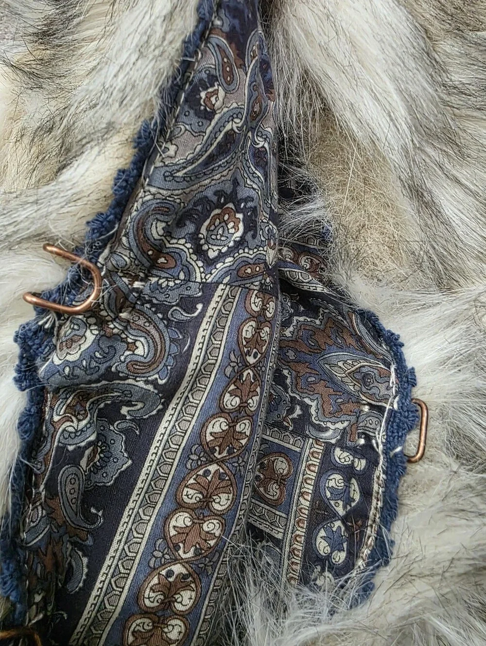 Free People Call Of The Wild Faux Fur Vest Boho Chic Wolfcore Paisley Medium